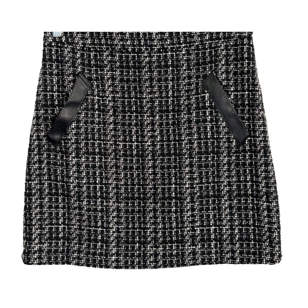 ESQUALO Women Plaid Tweed Mini Skirt Sz 10 Black White Office Career‎ Work 5-24
